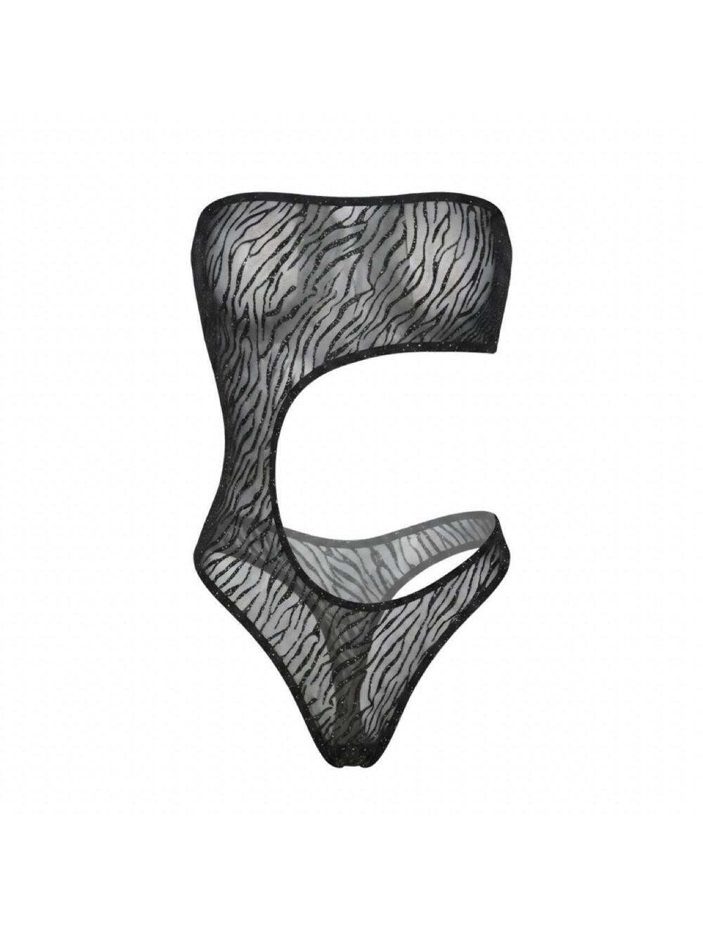 Black Glitter Zebra Cutout Bodysuit - GrlFriday Shop